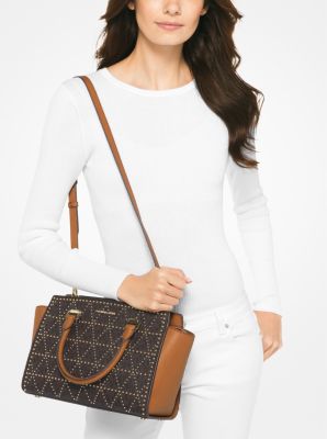 Michael Kors Selma Medium Saffiano Leather Satchel Studded/Love