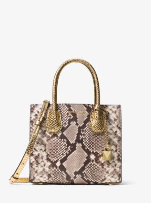 Mercer Medium Snake Embossed Leather Crossbody Bag Michael Kors