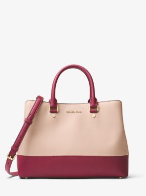 Sac cartable en cuir Saffiano color block Savannah Michael Kors