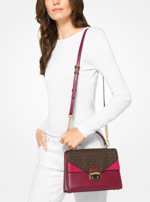 Michael kors sloan medium 2024 logo and leather satchel