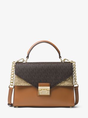 Michael kors sloan logo and leather on sale satchel