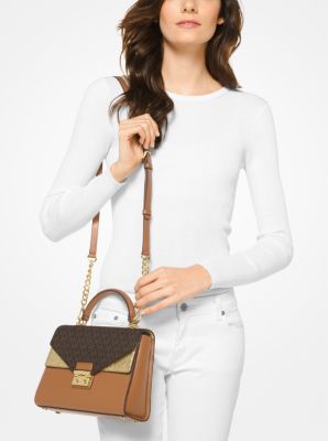 Michael kors sloan medium logo and leather on sale satchel