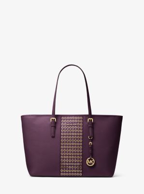 Jet Set Grommeted Saffiano Leather Tote Bag