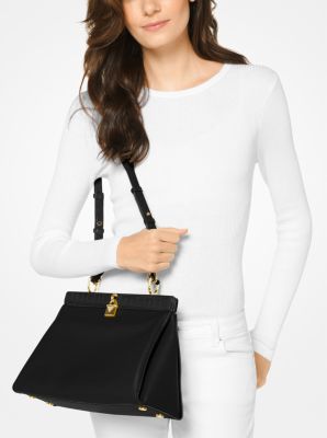 Michael kors gramercy on sale polished leather satchel