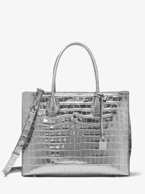 Crocodile Embossed Tote Bag With Bag Charm