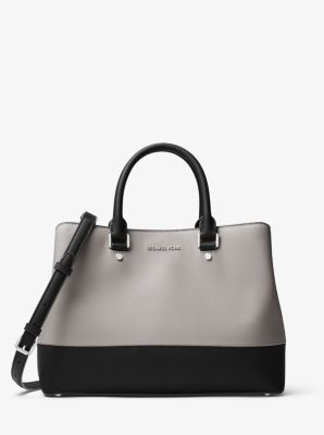 Grand sac &agrave; main Savannah en cuir Saffiano &agrave; blocs de couleurs