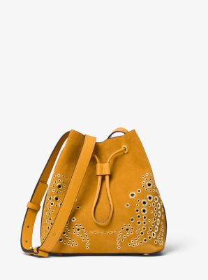 michael kors bucket bag suede