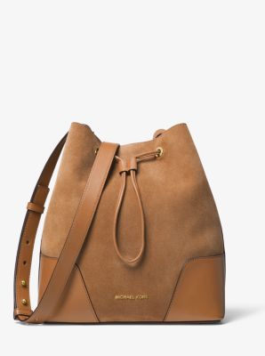 Cary Medium Suede and Leather Bucket Bag | Michael Kors