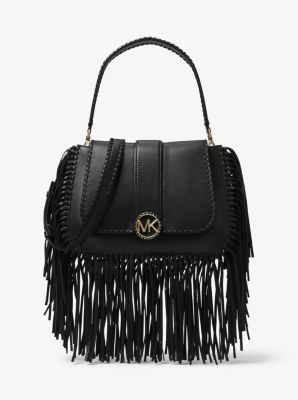 michael kors lillie medium fringed leather shoulder bag