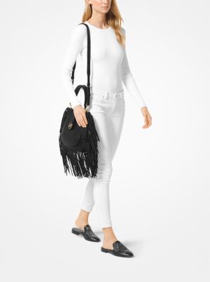 michael kors lillie medium fringed leather shoulder bag