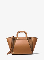 Clara Large Leather and Suede Tote - CARAMEL - 30F8G1CT3S
