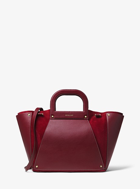 Clara Extra-Large Leather and Suede Tote - MAROON/OXBLD - 30F8G1CT4S