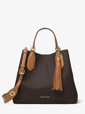 mk brooklyn large leather satchel