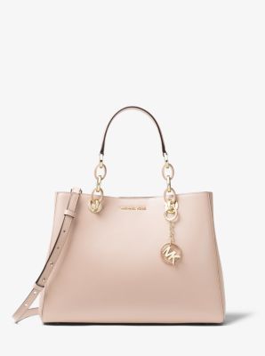 Michael Kors Cynthia Satchel soft pink chain bag leather triple compartment  $298