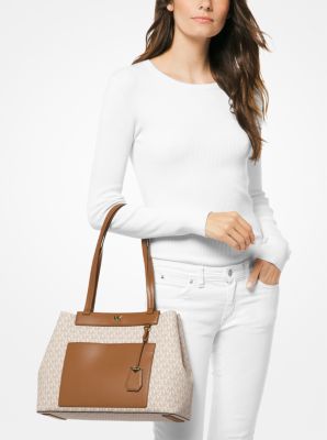 Meredith medium logo 2024 and leather tote