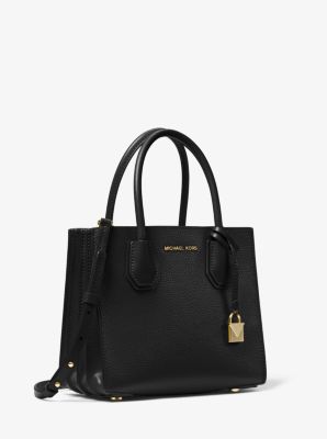 Michael Kors Mercer Medium Pebbled Leather Crossbody Bag- Black