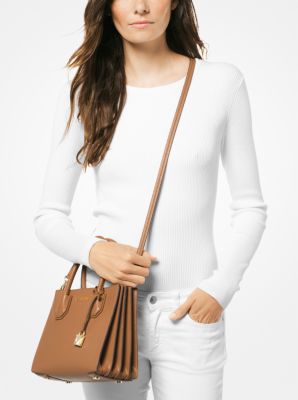 michael michael kors mercer medium pebbled leather accordion crossbody bag