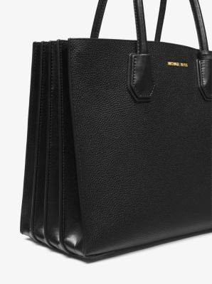 Michael Kors Mercer Large Pebbled Leather Tote- Gray/Black