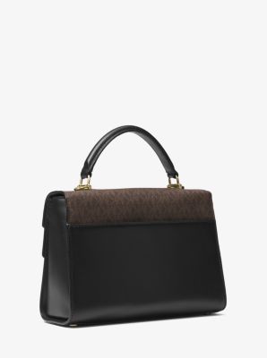 Sloan logo discount and leather satchel