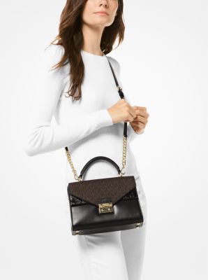 Michael kors sloan shop logo and leather satchel