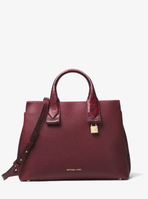 rollins large pebbled leather satchel by michael kors