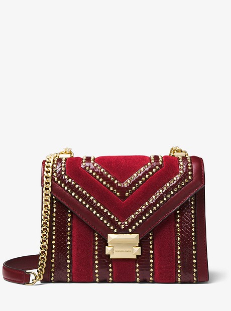 Whitney Large Mixed-Media Convertible Shoulder Bag - MAROON/OXBLD - 30F8GXIL3Y
