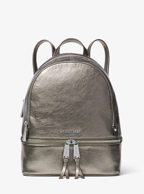 Rhea Medium Metallic Leather Backpack - ANTHRACITE - 30F8MEZB2M
