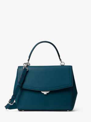 Michael Kors Small Teal Ava Saffiano Leather Satchel