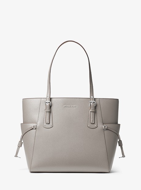 Voyager Small Crossgrain Leather Tote Bag - PEARL GREY - 30F8SV6T4L