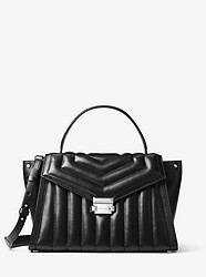 Whitney Large Quilted Leather Satchel - BLACK - 30F8SWHS3T