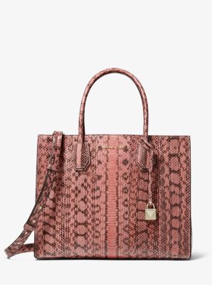 Mercer Large Snakeskin Tote Michael Kors