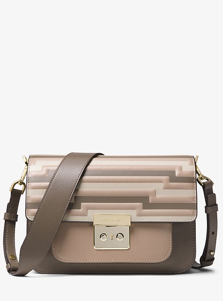 Sloan Editor Tri-Color Leather Shoulder Bag - MUSHROOM - 30F8TS9L7X