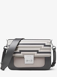 Sloan Editor Tri-Color Leather Shoulder Bag - CHARCOAL - 30F8TS9L9X