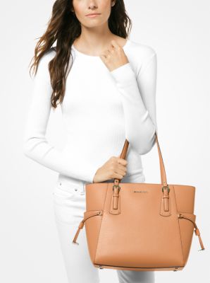 Voyager Small Crossgrain Leather Tote Bag