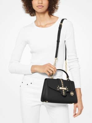 Bleecker Small Studded Crossgrain Leather Satchel | Michael Kors 