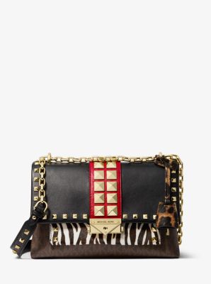 Michael Kors Cece Small Embellished Shoulder Bag In Red