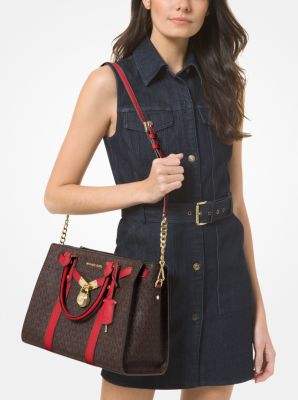 nouveau hamilton large logo and leather satchel