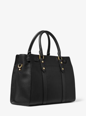 Black Leather Hamilton Large Traveller Tote Bag