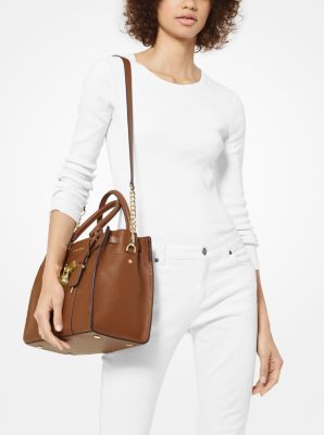 Nouveau Hamilton Large Pebbled Leather Satchel in LUGGAGE | Michael Kors
