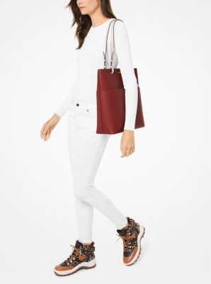 michael kors bedford pebble leather pocket tote