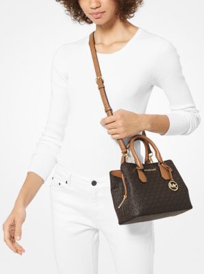 Camille Small Logo and Leather Satchel Michael Kors