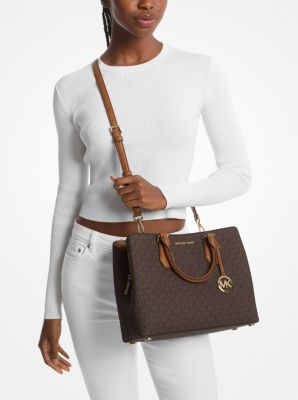 Camille Large Logo and Leather Satchel image number 2