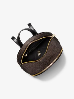 Rhea medium studded logo discount and leopard calf hair backpack