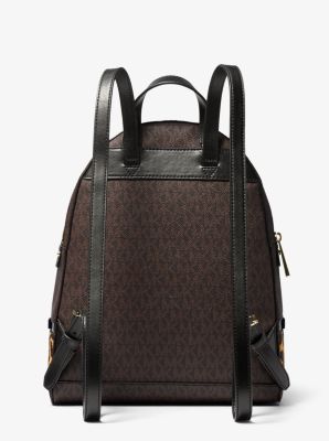 Rhea Medium Studded Logo and Leopard Calf Hair Backpack Michael Kors