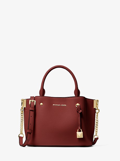 Arielle Small Pebbled Leather Satchel - BRANDY - 30F9GI5S1L