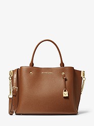 Arielle Large Pebbled Leather Satchel - LUGGAGE - 30F9GI5S3L