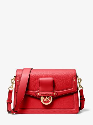 Michael Kors Jessie Medium Pebbled Leather Shoulder Bag - Red