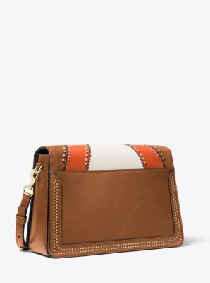 Jessie Large Suede and Leather Patchwork Shoulder Bag Michael