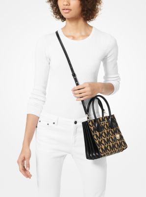 Michael Kors Mercer Medium Logo And Leather Accordion Crossbody