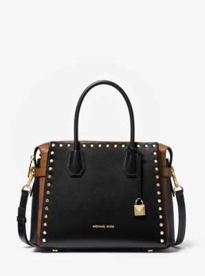 Mercer medium studded cheap leather belted satchel